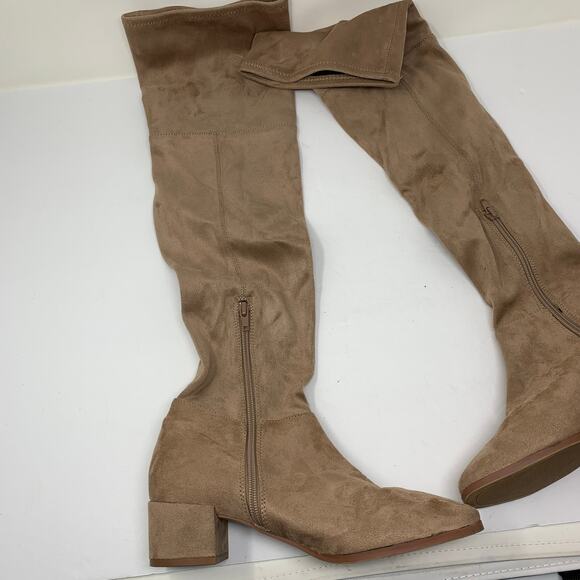 Chinese Laundry Women's Sz 6 US Side Zip Over the Knee Boot Solid Tan Faux Suede - Picture 2 of 9